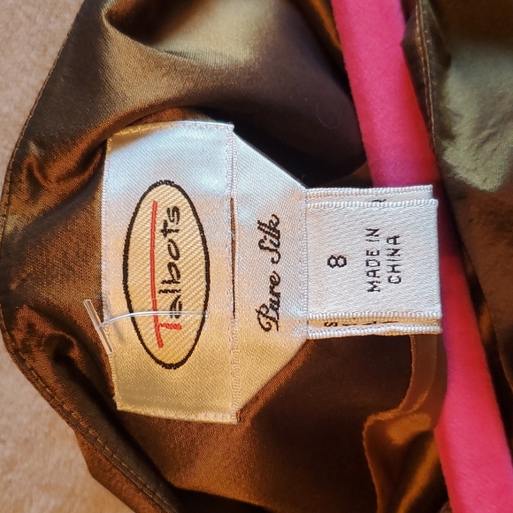 Talbots  Midi Bronze  Silk Pleated  A line Skirt sz 8 - Picture 5 of 6